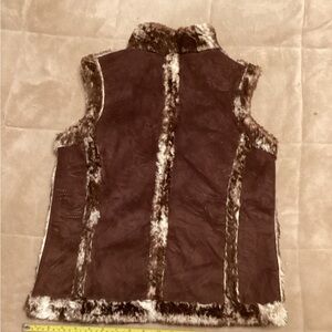 Ariat Brown Vest Jacket with Fur Trim